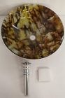 17265538965 Legion Furniture Crackle Design Glass Vessel Sink Brown With Drain
