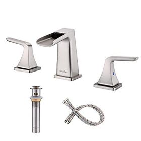 94542 2-handle Waterfall Bath Vanity Faucets 8-inch Widespread Brass Brushed Nickel
