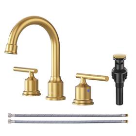 2320500-os 784956646085 Wowow 8 Inch Widespread Double-handle Bathroom Faucet With Brushed Gold