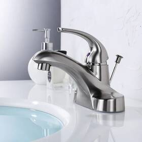 2320700rb-os 784956646009 Wowow 4 Inch Centerset Single-handle Low Arc Bathroom Faucet Brushed Nickel