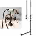 262114 Signature Hardware Short Deck-mount Faucet With Hand Shower Supplies For Threaded Pipe Drain