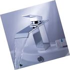 504chrome Flg Waterfall Bathroom Sink Faucet Single Handle Rectangular Deck Plate
