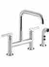 7548-4-cp Kohler Purist Deck-mount Bridge Faucet With Sidespray Polished Chrome