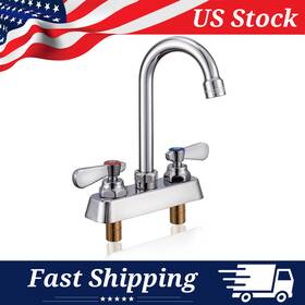 4nd-4 Aaa Faucet Commercial Brass Kitchen 4 Inch Center Deck Mount 3-1/2 Gooseneck Spout