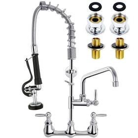 Agahpay 765561276973 Commercial Faucet With Sprayer 8 Inch Center Wall Mount Sink Fauce