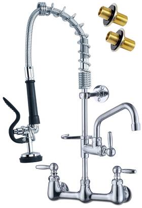 Nnckf24-lt8 Agahpay Commercial Sink Faucet With Sprayer 8 Inch Swivel Spout Center Wall M