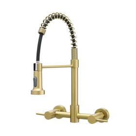 Am14233g Aimadi Brushed Gold Kitchen Faucet Wall Mount 8 Inch Center 2 Handle Commerci