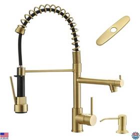 B0cm5kvbcs Aimadi Gold Kitchen Faucet With Soap Dispenser Single Handle Pull Down Sprayer