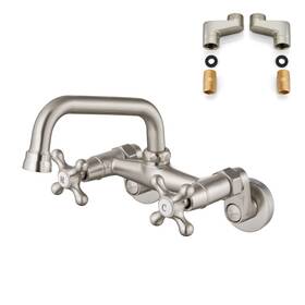 Airuida 727380354331 Wall Mounted Faucet Kitchen Brushed Nickel 6 Inch 15cm Spout Reach Adjustabl