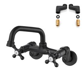 Airuida 727380356397 Matte Black Wall Mount Kitchen Faucet 6 Inch 15cm Spout Laundry