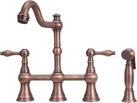 2997 Akicon Two-handles Bridge Kitchen Faucet With Side Sprayer