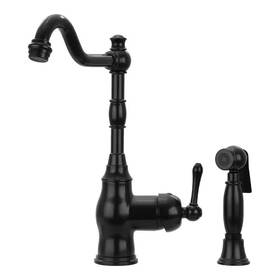 Akicon 313015389375 Single Handle Deck Mounted Standard Kitchen Faucet In Matte Black With Side Spra