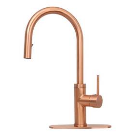 Akicon 810092567226 Single-handle Pull Down Sprayer Kitchen Faucet With Deckplate In Copper