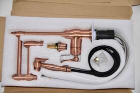 96918p2 Akicon Copper Deck-mounted Double-jointed Retractable Pot Filler One-handle