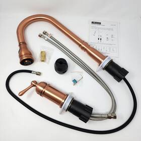 97918 Akicon Kitchen Sink Faucet High Arc Pull Down Sprayer In-deck Handle Copper