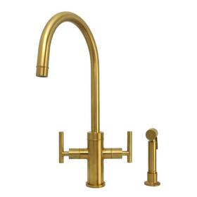 Ak96766-btg Akicon 2-handles Standard Kitchen Faucet With Side Spray In Brushed Gold
