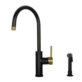 Ak96966-blbg Akicon Single Handle Deck Mount Standard Kitchen Faucet With Side Spray In Black