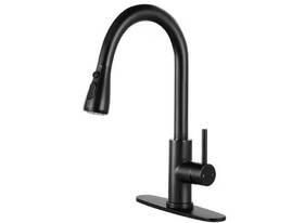 Aklfgn 743693630542 1-handle Pull Down Sprayer Kitchen Faucet Single Level Matte Black