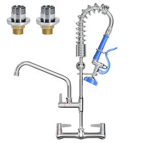 Akwadu 717020108998 Commercial Faucet With Sprayer For Kitchen Sink Wall Mount Compartment