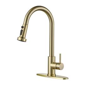 Al-1a26g Aleasha Single Handle Pull Down Sprayer Kitchen Sink Faucet In Gold