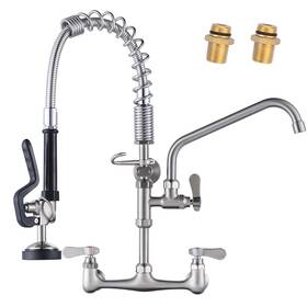 Al-1a42-21 Aleasha 21 Inch Height Commercial Faucet Wall Mount With Sprayer 9.6 Swing Spout 8 Adju