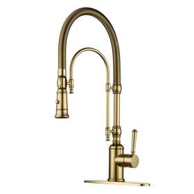 Al-1a55g Aleasha Single Handle Pull Down Sprayer Kitchen Faucet In Brushed Gold