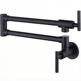 Top0806 Aleasha Black Pot Filler Wall Mounted Kitchen Stove Faucet With Double Joint Swing Arms