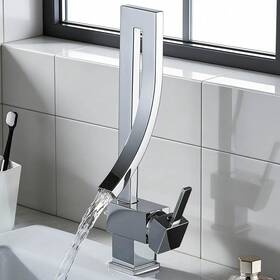 Top0322 Alenart Waterfall Bathroom Sink Faucet Chrome Single Handle 1hole Basin Vanity Mixer Tap