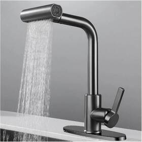 8-phtd-ku-8y American Standard Black Kitchen Faucet With Pull Down Spray 90 Rotation Waterfall Sink Mixer Tap
