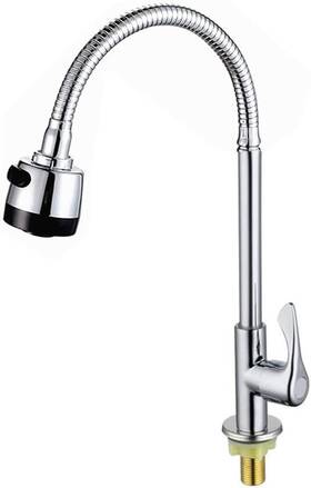 Cold-3 Antfees 652042753316 Kitchen Single Cold Water Sink Faucet 360 Rotatable Tap Silver