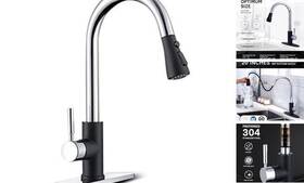 A10010201bcp Aonecer Kitchen Sink Faucet Pull Down Black And Chrome