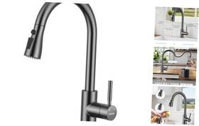 W100-06-08mg Aonecer Kitchen Faucets With Pull Down Matte Gray Standard Without Deck Plate