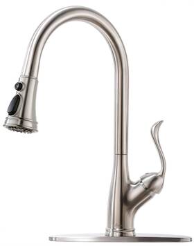 Appaso 099230411254 Brushed Nickel Faucet For Kitchen Sink Single Handle Pull Down Fauce