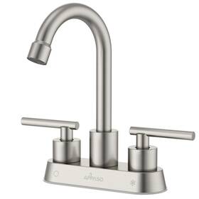 Ap-apb1008 Appaso Bar Sink Faucet 4 Inch Centerset 2 Hole Brushed Nickel With Dual Handles