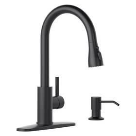 Ap-aps105bs Appaso Black Kitchen Faucet With Soap Dispenser Matte Stainless Steel P