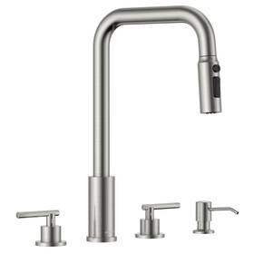 Aps1008 Appaso 4 Hole Kitchen Faucet With Pull Down Sprayer 3 Dual Handle Fauc