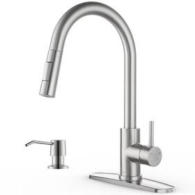 Aps232-cp Appaso Kitchen Faucet With Soap Dispenser Pull Down Sprayer Brushed