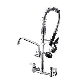 Aps249-cp-1020 Appaso Commercial Sink Faucet With Prerinse Sprayer 8 Inch Center Wall Mount Kitchen Fa