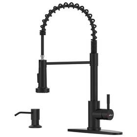 Aps260mb-sd Appaso Inch Black Kitchen Faucet With Soap Dispenser And Pull Down Sprayer Stainless Steel