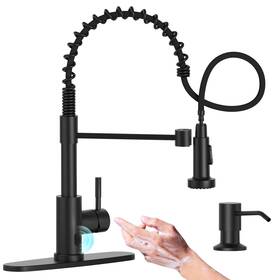 Aps260tl-mb-sd Appaso Black Touchless Kitchen Faucet With Soap Dispenser Motion Sensor Activated Hands
