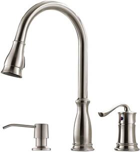 B08b14l3p2 Appaso 3 Hole Pull Down Kitchen Faucet With Sprayer Stainless Steel