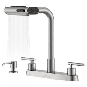 Appaso B0f43shn3n Waterfall 4 Hole Kitchen Faucet 5 Modes Two Handle Faucets Soap