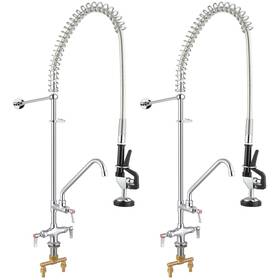 Aquaterior 767571321872 Wall Mount Commercial Faucet With Pre-rinse Pull Down Sprayer 2 Pack