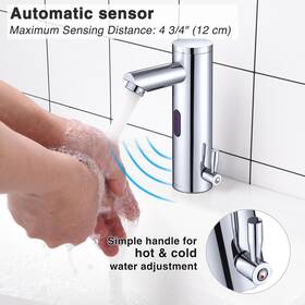 81fh1029-6706-chr.v1 Aquaterior Bathroom Vessel Sink Faucet Sensor Motion Touchless 1 Hole Tap Chrome