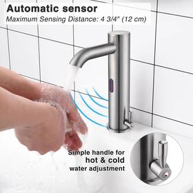 81fh1030-6712-bn Aquaterior Bathroom Touchless Faucet Sink Basin Brushed Nickel Aqt0074