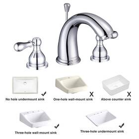 81fh3008-h15-chr Aquaterior Faucet Widespread 3 Hole Undermount Sink Tap Pop Up Drain Chrome Bathroom