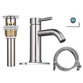 81fh1036-b205-bn Aquaterior Bm Single Handle Bathroom Vessel Faucet Basin Tap With Pop-up Drain