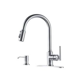 Arcora 700433490927 Single Handle Pull Down Kitchen Faucet With Soap Dispenser