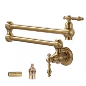 Arcora 744110329254 Wall Mounted Brass Pot Filler With 2-handles In Gold