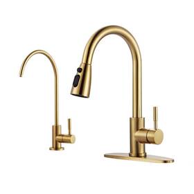 Ar7100301g-l Arcora Single Handle Pull Down Sprayer Kitchen Faucet With Water Filter Steel In